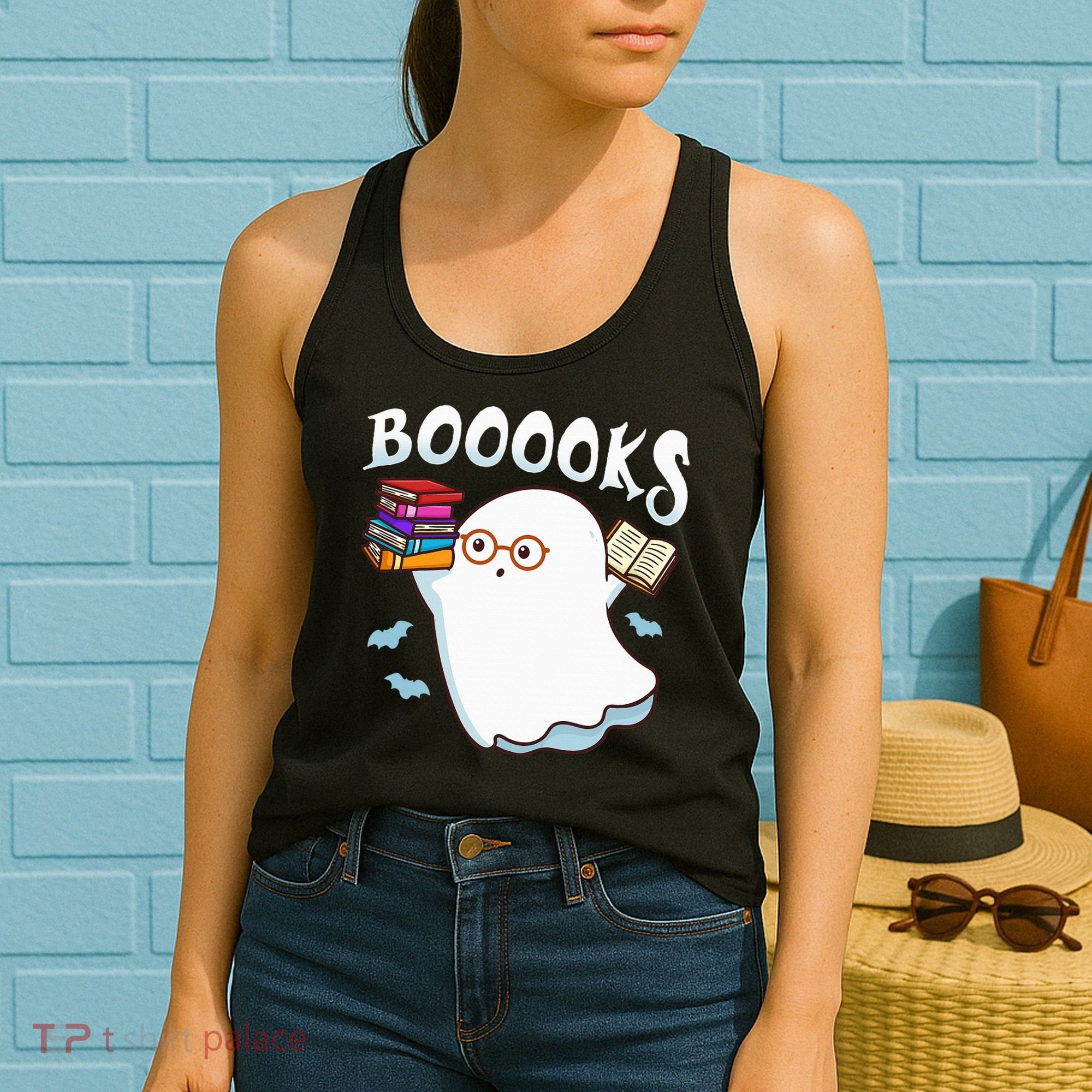 Halloween Books Librarian English Teacher Reader Reading Women's Tank Top
