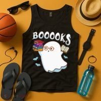 Halloween Books Librarian English Teacher Reader Reading Tank Top thumb 4