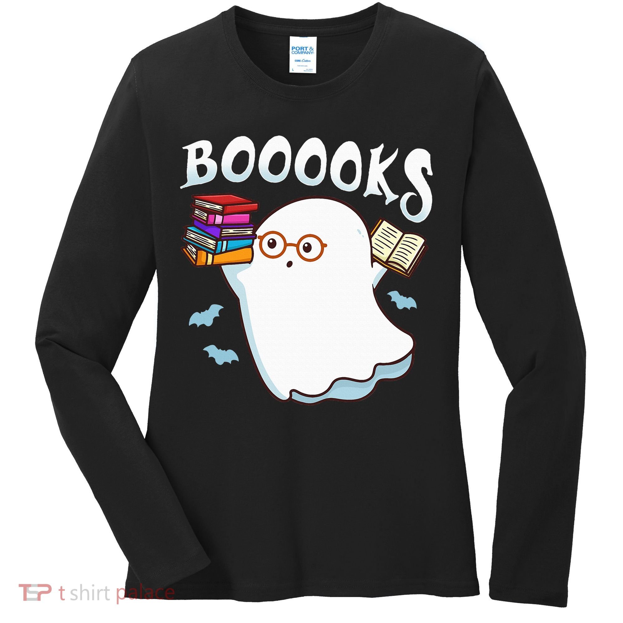 Halloween Books Librarian English Teacher Reader Reading Women's Long Sleeve Shirt