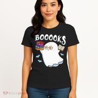 Halloween Books Librarian English Teacher Reader Reading Women's T-Shirt thumb 4