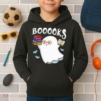 Halloween Books Librarian English Teacher Reader Reading Kids Hoodie thumb 2
