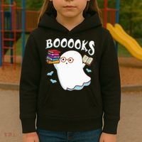Halloween Books Librarian English Teacher Reader Reading Kids Hoodie thumb 3