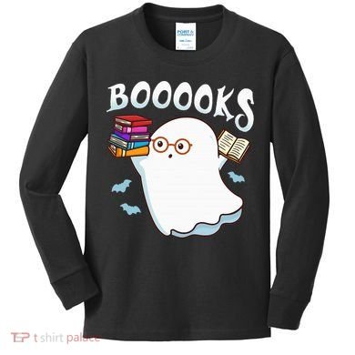 Halloween Books Librarian English Teacher Reader Reading Kids Long Sleeve Shirt