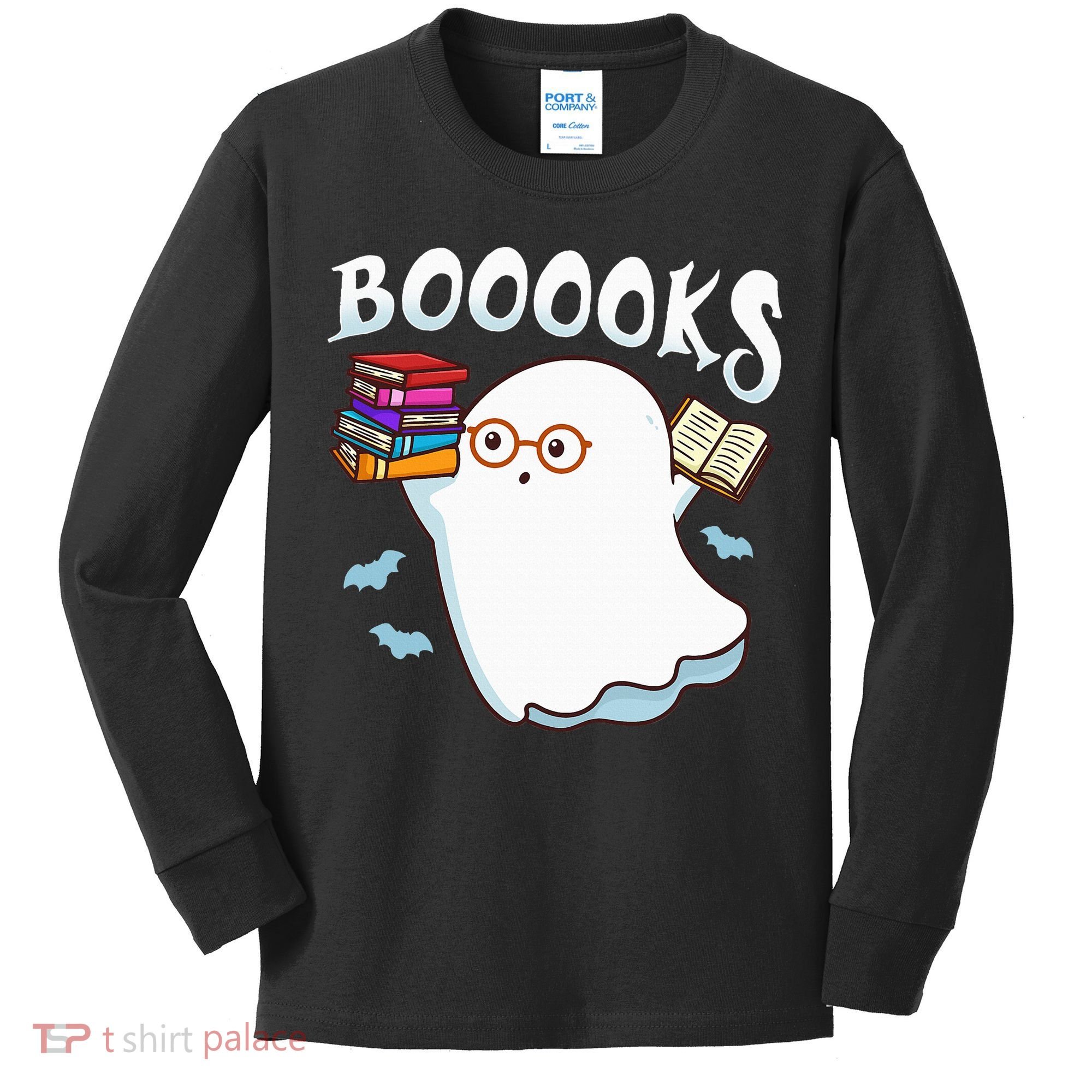 Halloween Books Librarian English Teacher Reader Reading Kids Long Sleeve Shirt
