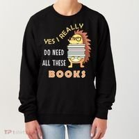 Hedgehog Book Lovers Funny Reading Books Library Literacy Cool Gift Women's Sweatshirt thumb 0