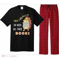 Hedgehog Book Lovers Funny Reading Books Library Literacy Cool Gift Pajama Set thumb 0
