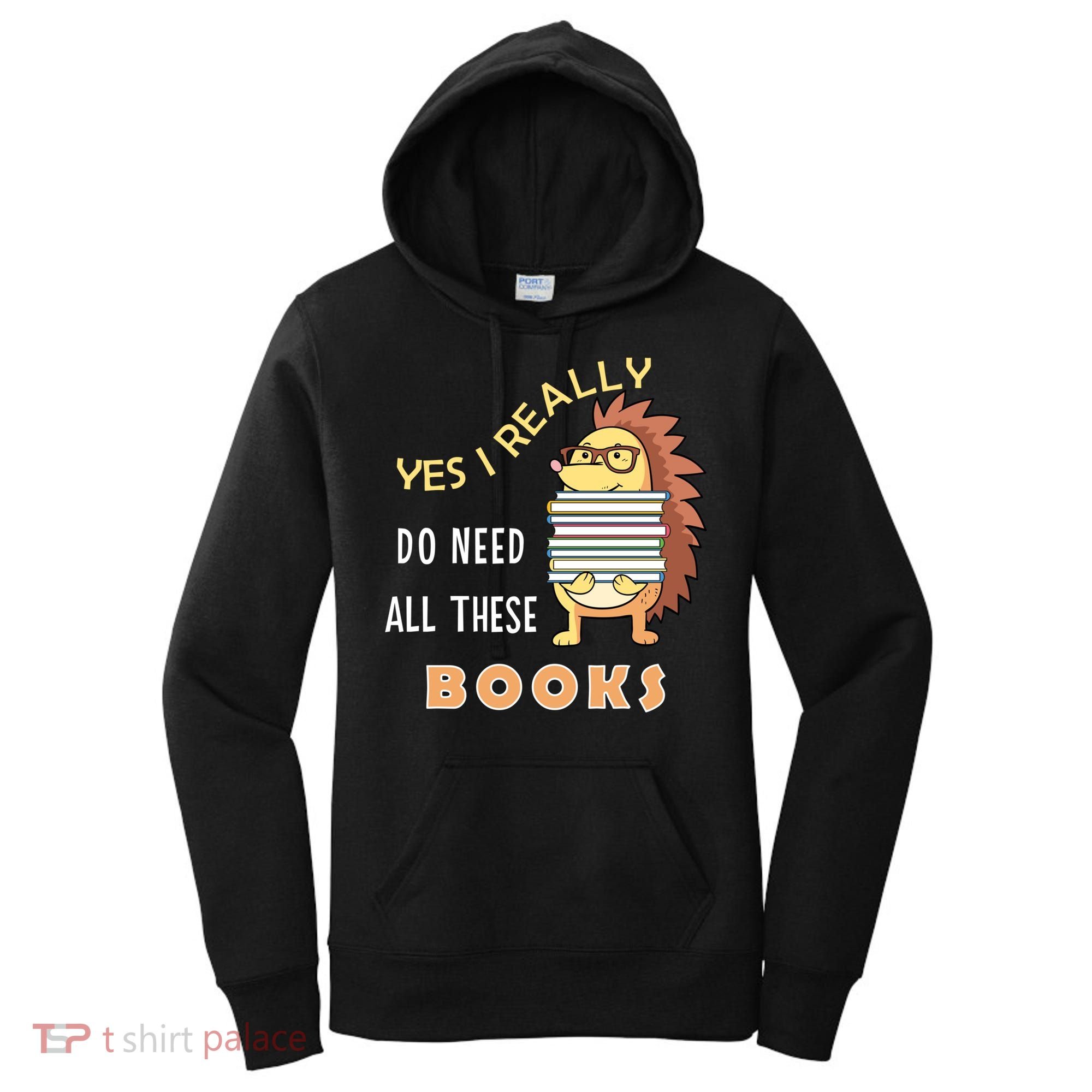 Hedgehog Book Lovers Funny Reading Books Library Literacy Cool Gift Women's Hoodie