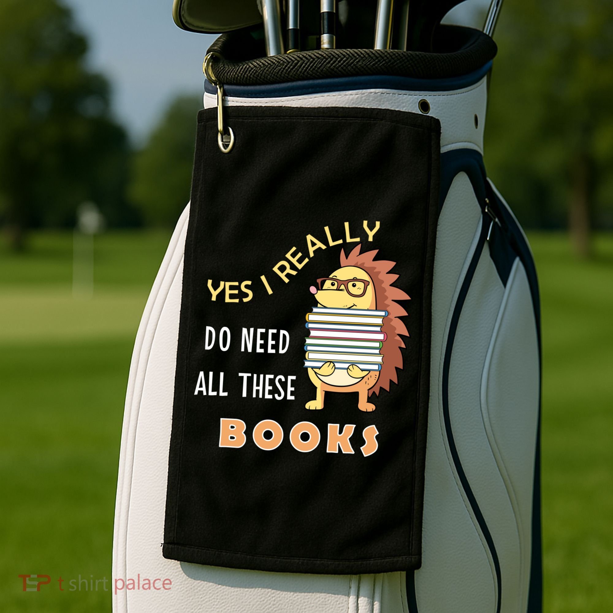 Hedgehog Book Lovers Funny Reading Books Library Literacy Cool Gift Golf Towel