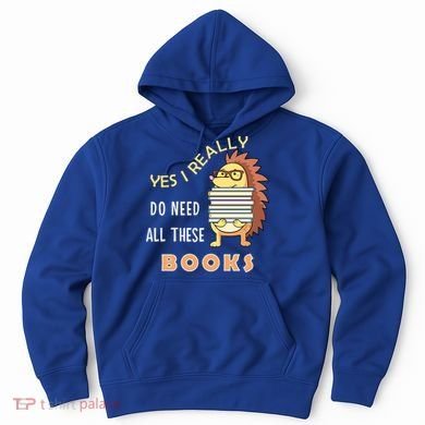 Hedgehog Book Lovers Funny Reading Books Library Literacy Cool Gift Hoodie