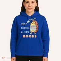 Hedgehog Book Lovers Funny Reading Books Library Literacy Cool Gift Hoodie thumb 5