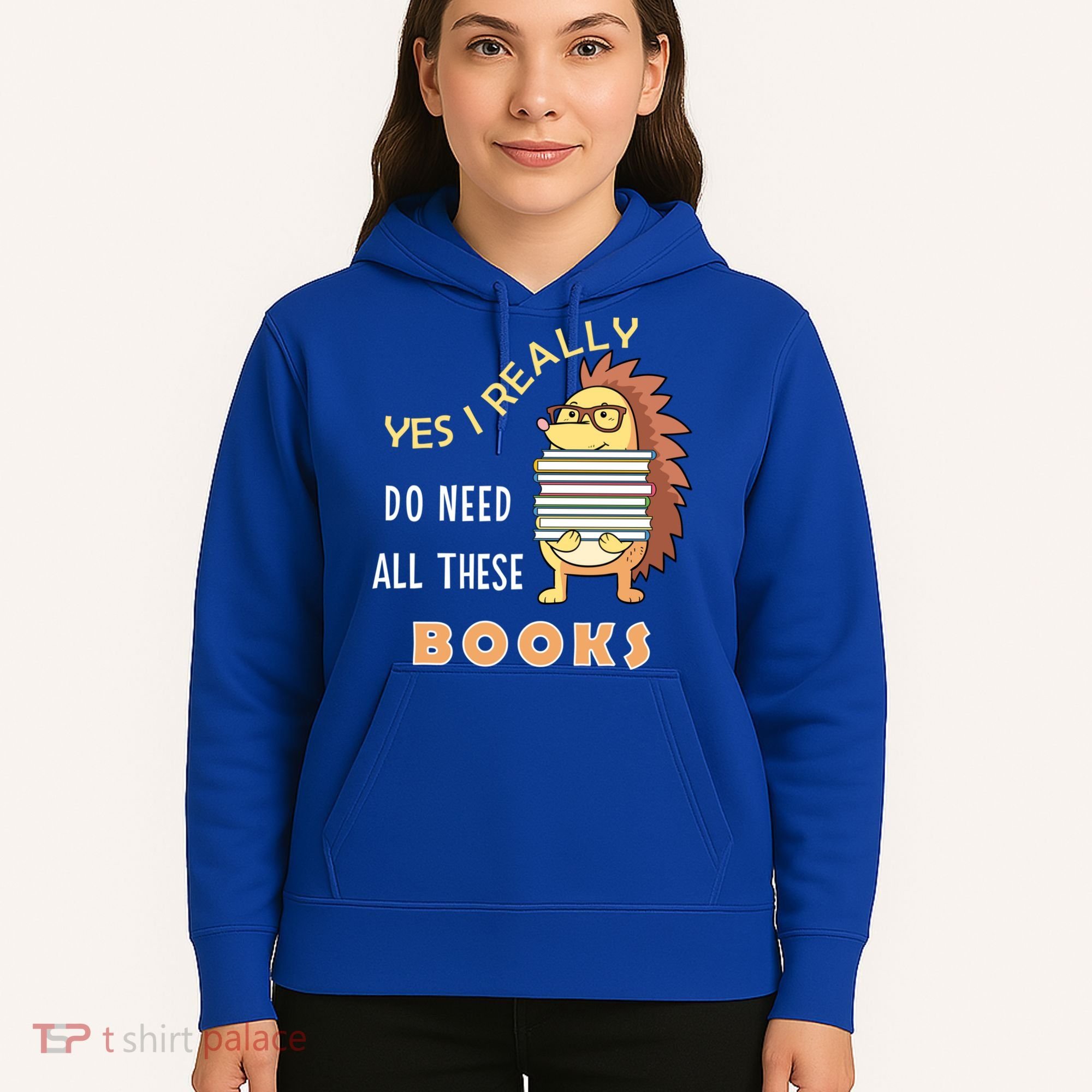 Hedgehog Book Lovers Funny Reading Books Library Literacy Cool Gift Hoodie