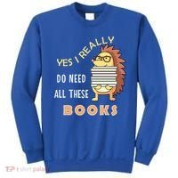 Hedgehog Book Lovers Funny Reading Books Library Literacy Cool Gift Sweatshirt thumb 0