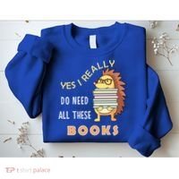 Hedgehog Book Lovers Funny Reading Books Library Literacy Cool Gift Sweatshirt thumb 2