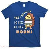 Hedgehog Book Lovers Funny Reading Books Library Literacy Cool Gift T-Shirt thumb 0