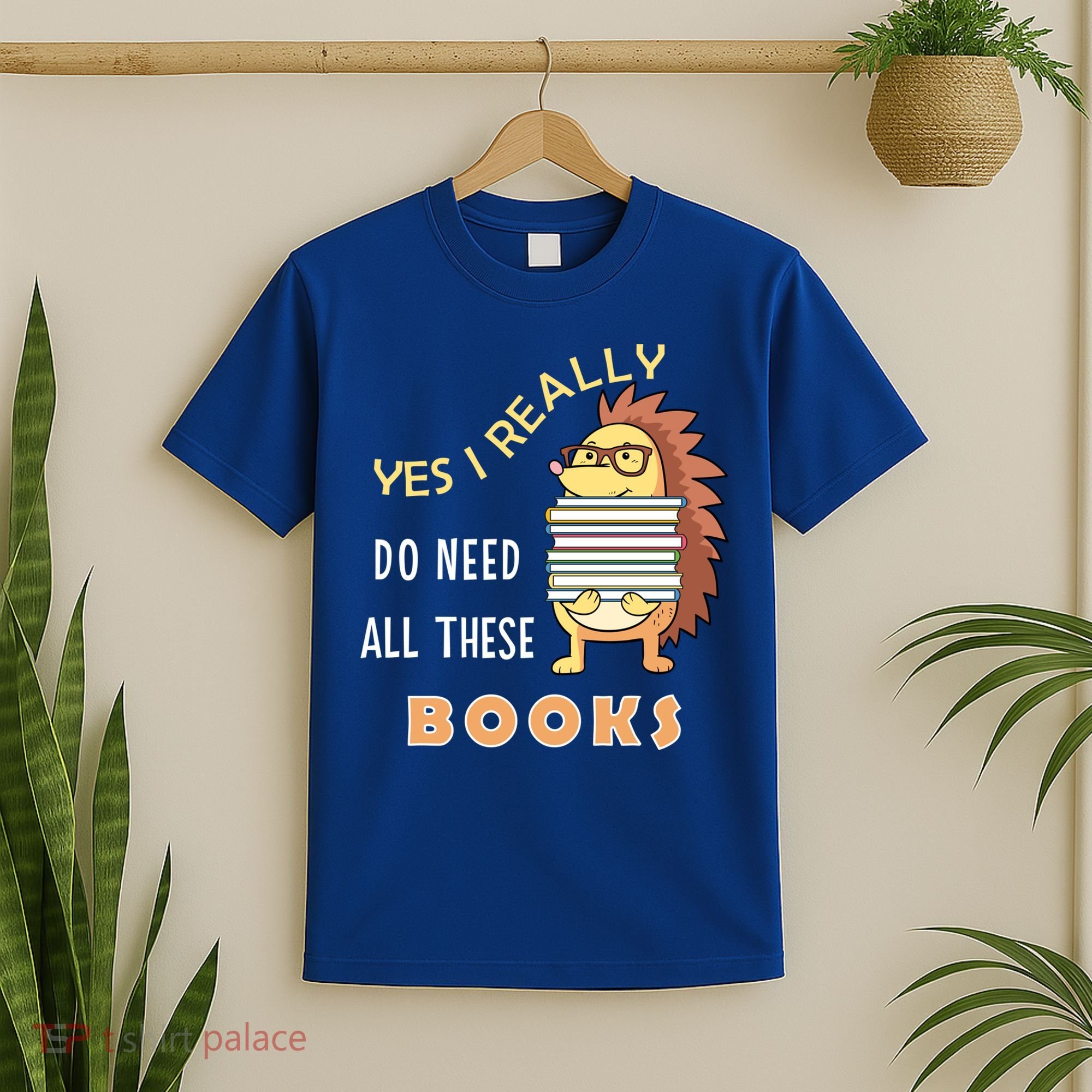 Hedgehog Book Lovers Funny Reading Books Library Literacy Cool Gift T-Shirt