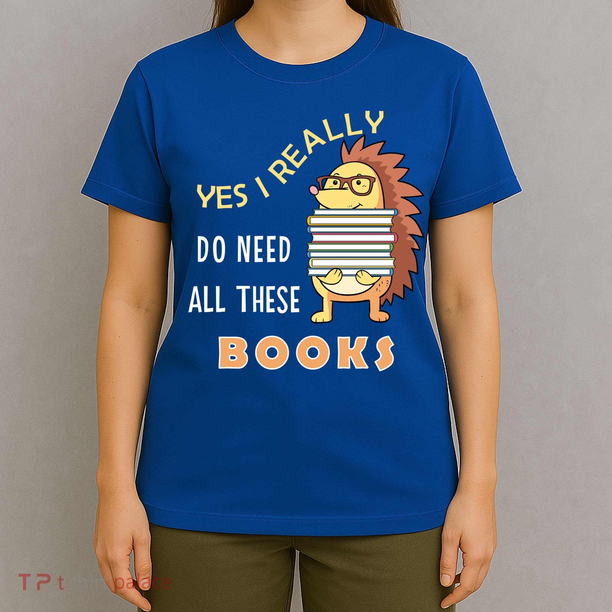 Hedgehog Book Lovers Funny Reading Books Library Literacy Cool Gift T-Shirt
