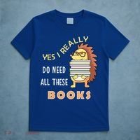 Hedgehog Book Lovers Funny Reading Books Library Literacy Cool Gift T-Shirt thumb 5