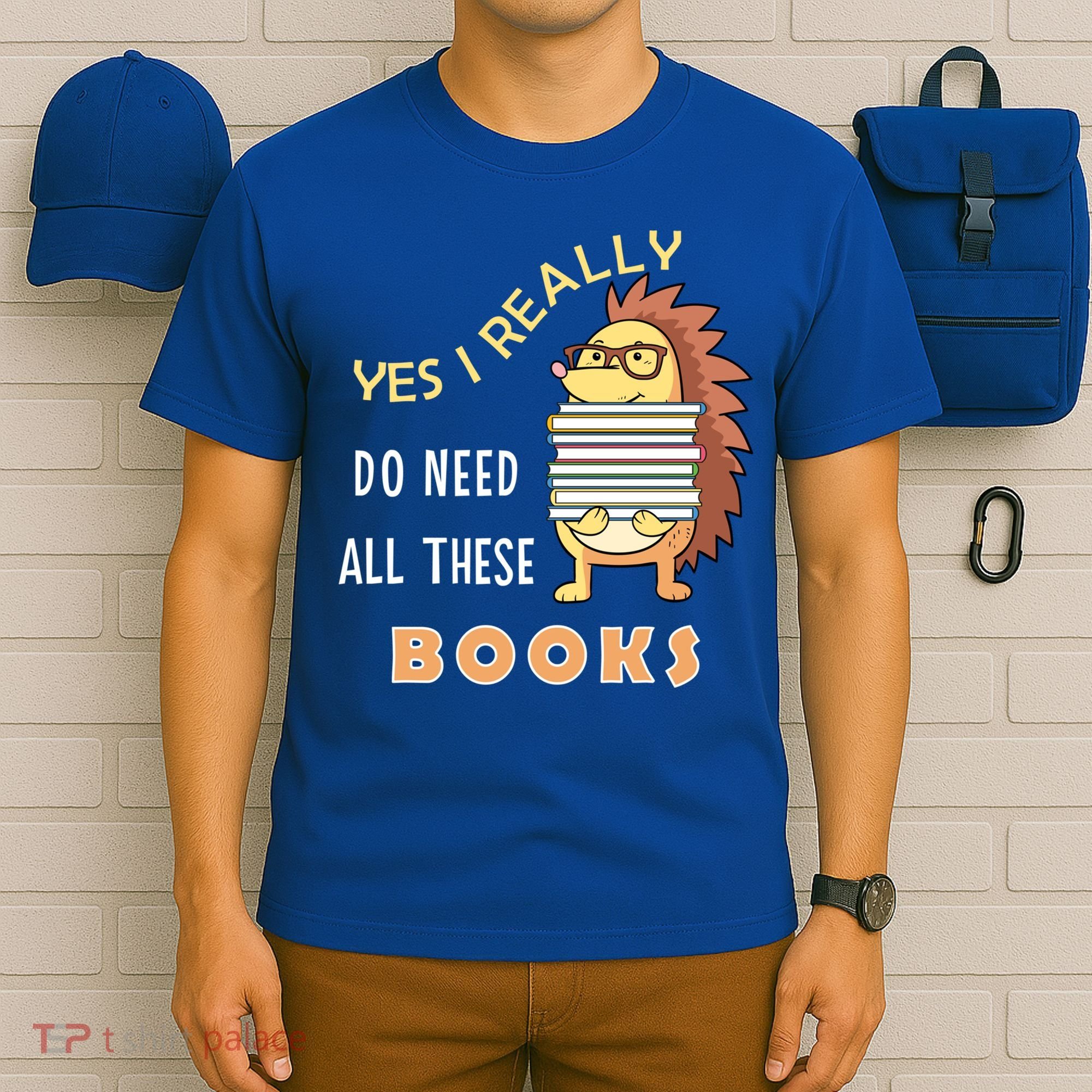 Hedgehog Book Lovers Funny Reading Books Library Literacy Cool Gift T-Shirt