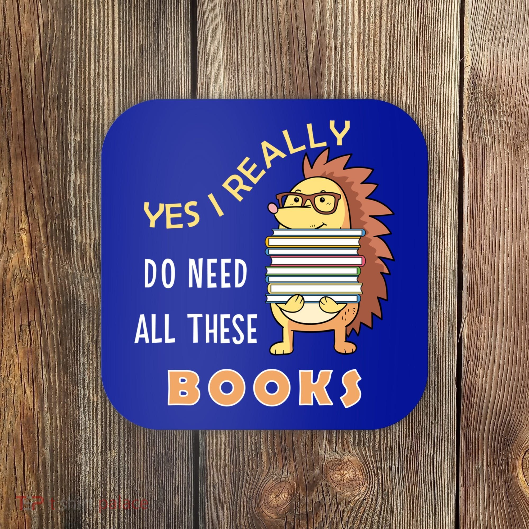 Hedgehog Book Lovers Funny Reading Books Library Literacy Cool Gift Coaster