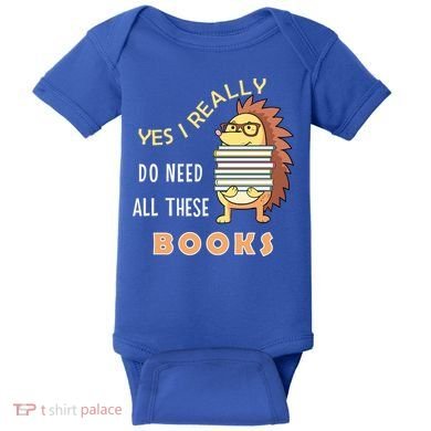 Hedgehog Book Lovers Funny Reading Books Library Literacy Cool Gift Baby Bodysuit