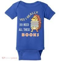 Hedgehog Book Lovers Funny Reading Books Library Literacy Cool Gift Baby Bodysuit thumb 0