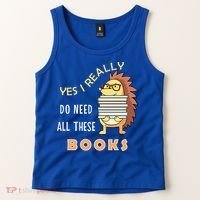 Hedgehog Book Lovers Funny Reading Books Library Literacy Cool Gift Tank Top thumb 2