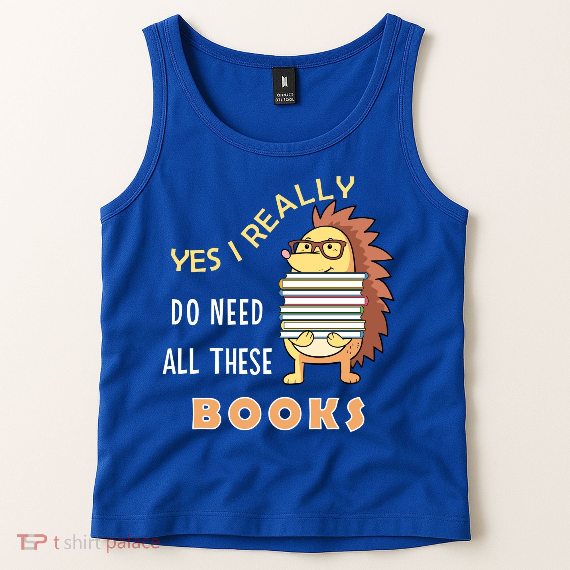 Hedgehog Book Lovers Funny Reading Books Library Literacy Cool Gift Tank Top