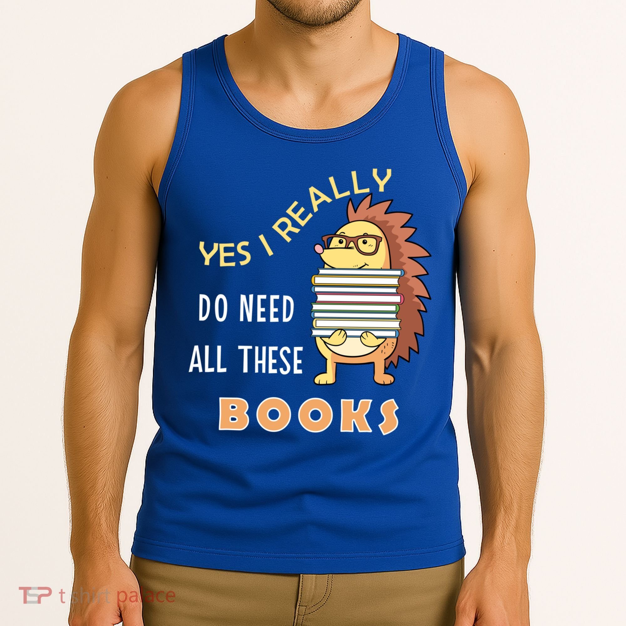 Hedgehog Book Lovers Funny Reading Books Library Literacy Cool Gift Tank Top