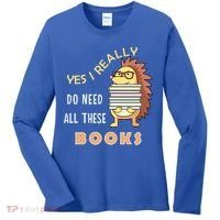 Hedgehog Book Lovers Funny Reading Books Library Literacy Cool Gift Women's Long Sleeve Shirt thumb 0