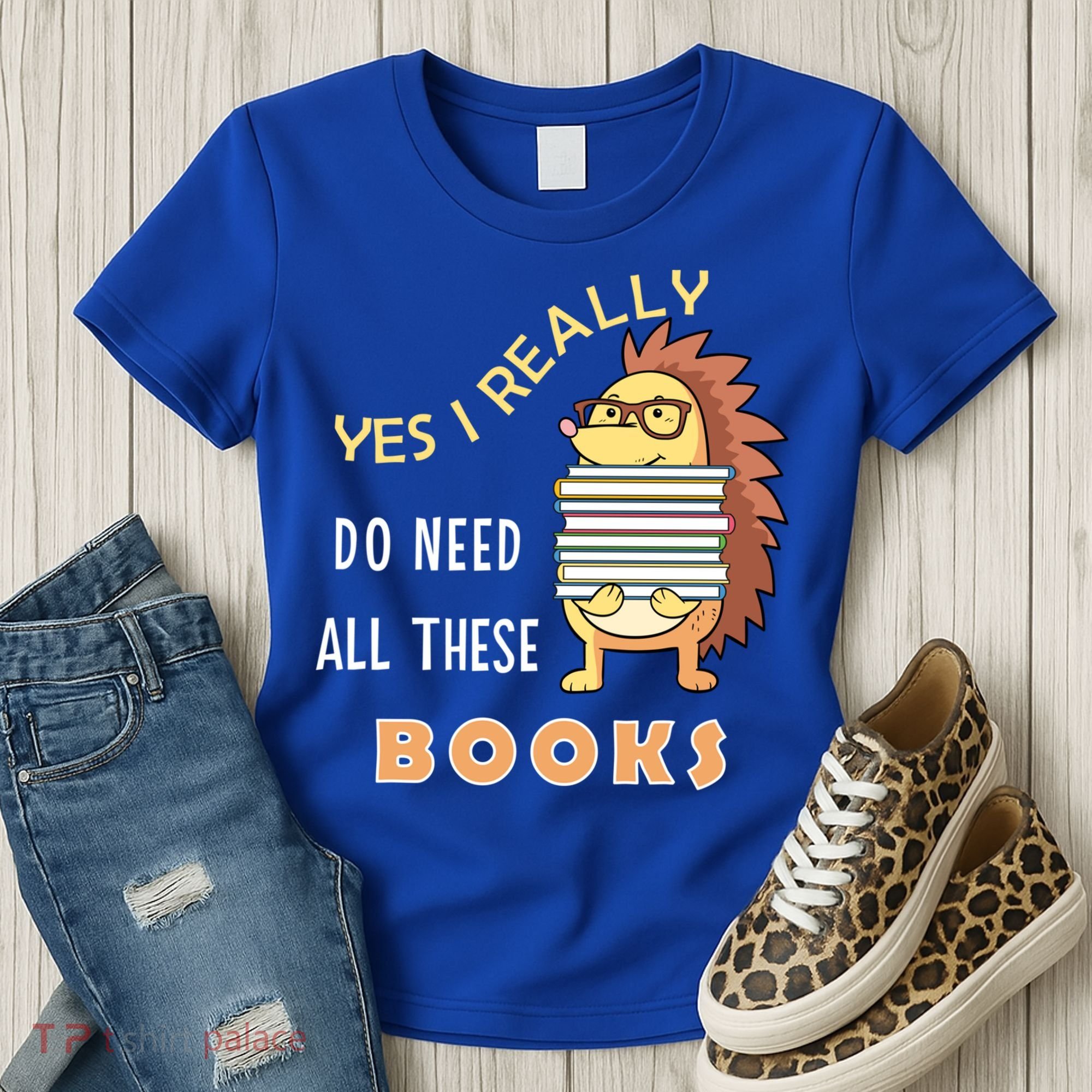 Hedgehog Book Lovers Funny Reading Books Library Literacy Cool Gift Women's T-Shirt