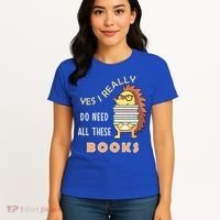 Hedgehog Book Lovers Funny Reading Books Library Literacy Cool Gift Women's T-Shirt thumb 4