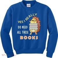 Hedgehog Book Lovers Funny Reading Books Library Literacy Cool Gift Kids Sweatshirt thumb 0