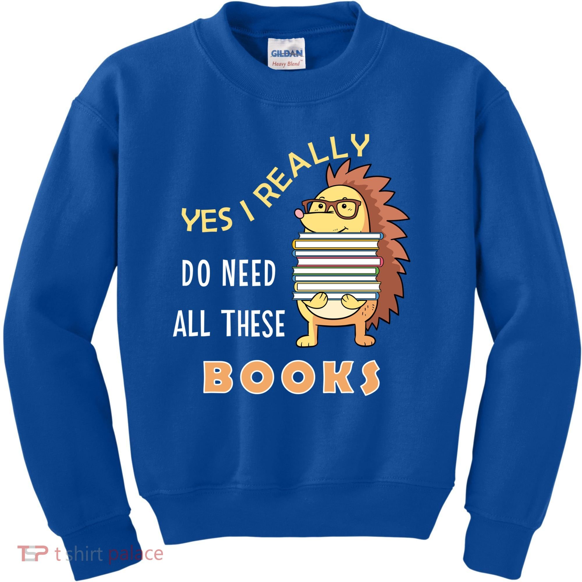Hedgehog Book Lovers Funny Reading Books Library Literacy Cool Gift Kids Sweatshirt