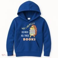 Hedgehog Book Lovers Funny Reading Books Library Literacy Cool Gift Kids Hoodie thumb 0