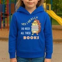 Hedgehog Book Lovers Funny Reading Books Library Literacy Cool Gift Kids Hoodie thumb 3