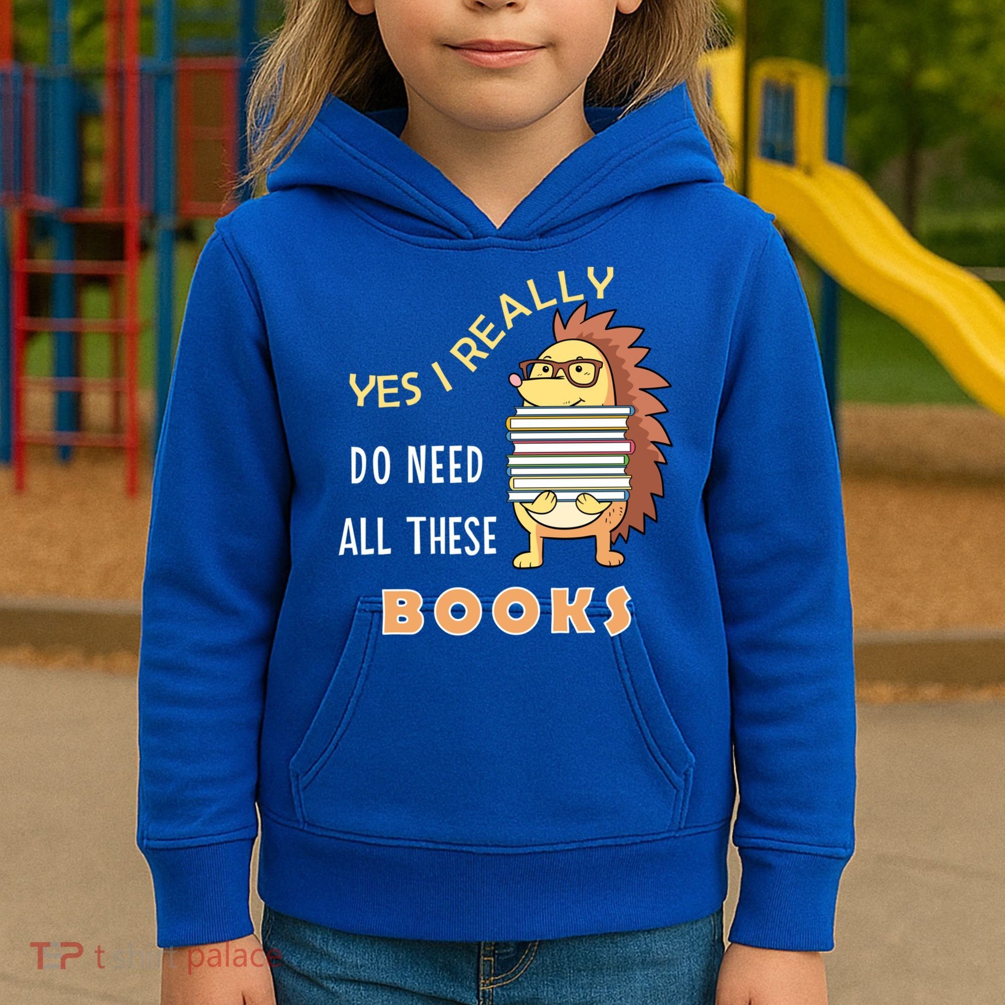 Hedgehog Book Lovers Funny Reading Books Library Literacy Cool Gift Kids Hoodie