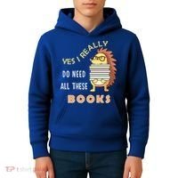 Hedgehog Book Lovers Funny Reading Books Library Literacy Cool Gift Kids Hoodie thumb 4