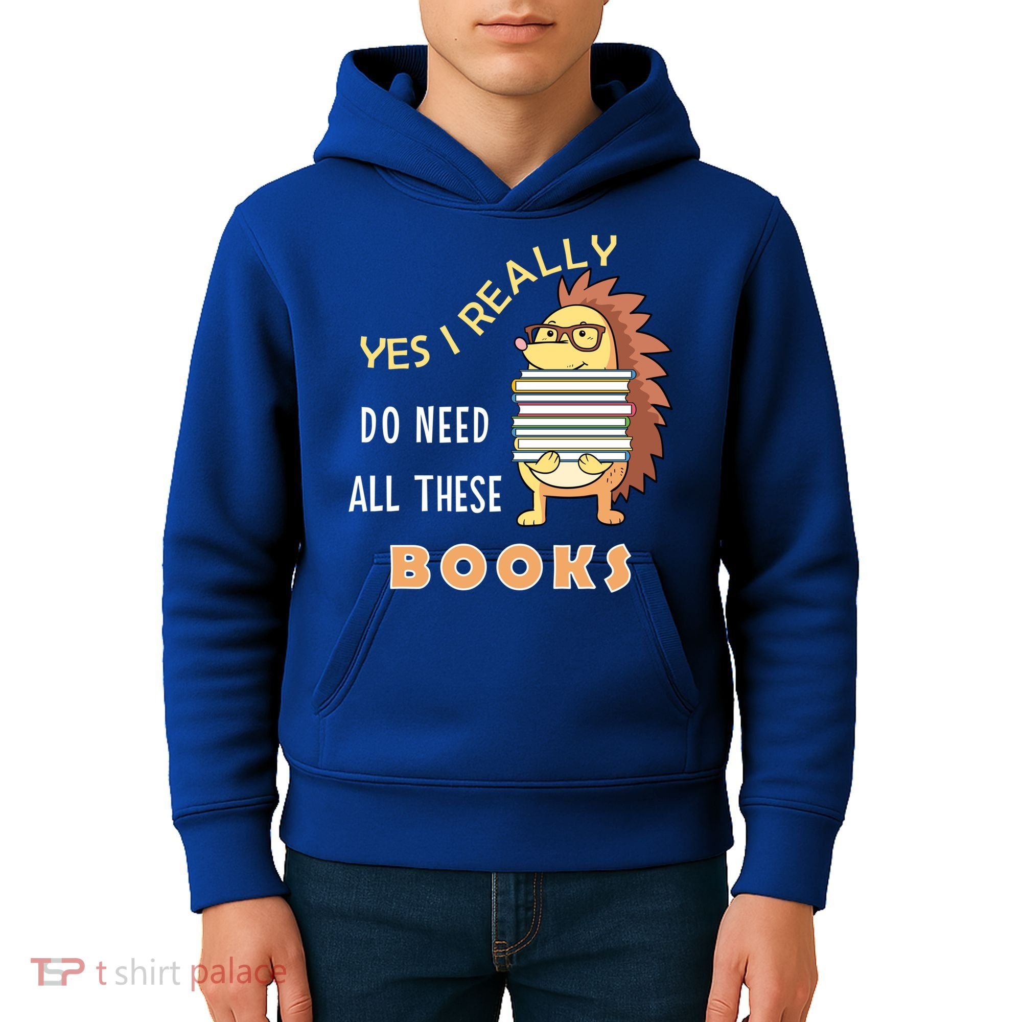 Hedgehog Book Lovers Funny Reading Books Library Literacy Cool Gift Kids Hoodie