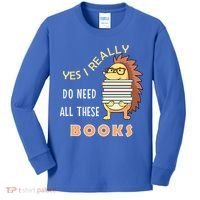 Hedgehog Book Lovers Funny Reading Books Library Literacy Cool Gift Kids Long Sleeve Shirt thumb 0
