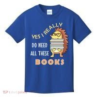 Hedgehog Book Lovers Funny Reading Books Library Literacy Cool Gift Kids T-Shirt thumb 0
