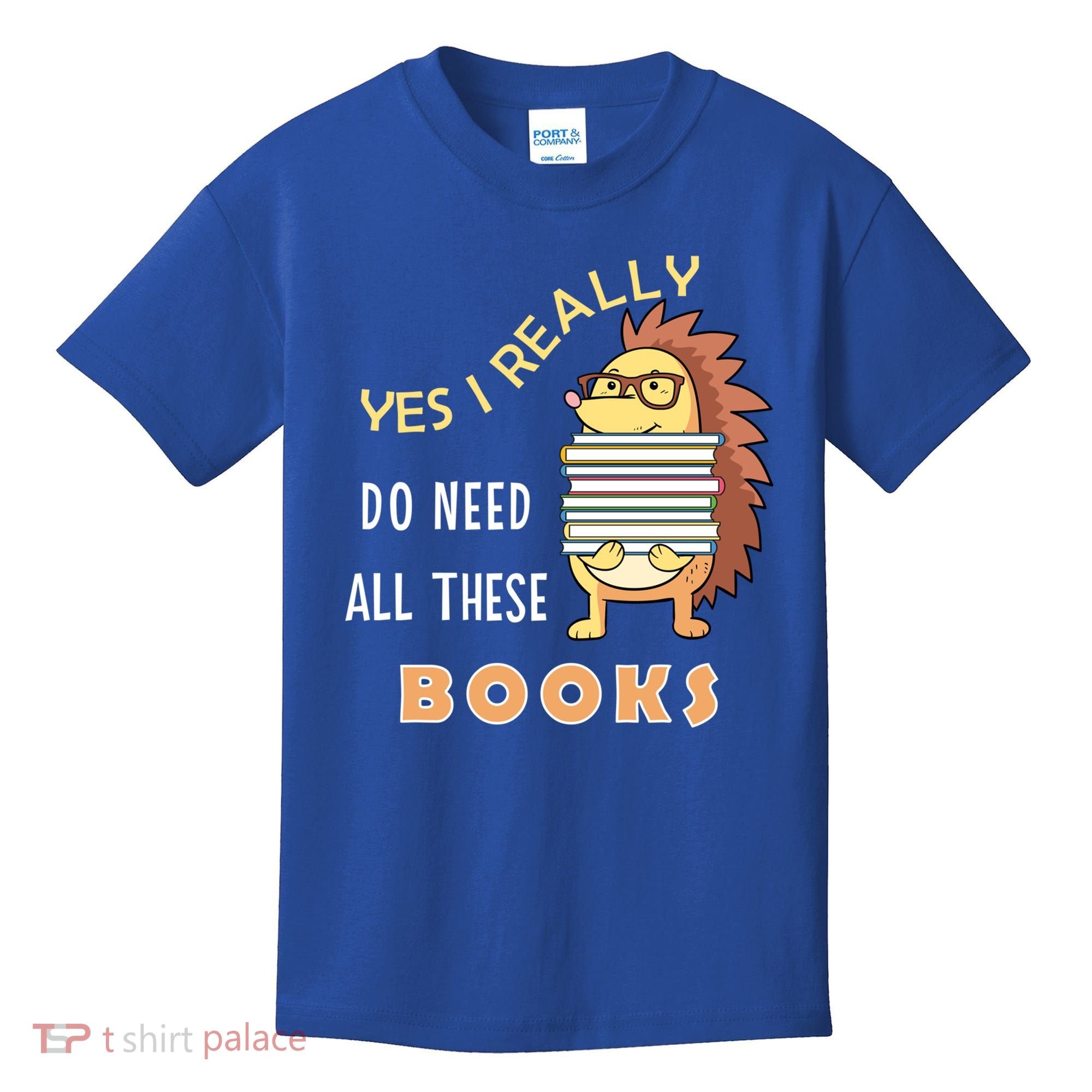 Hedgehog Book Lovers Funny Reading Books Library Literacy Cool Gift Kids T-Shirt