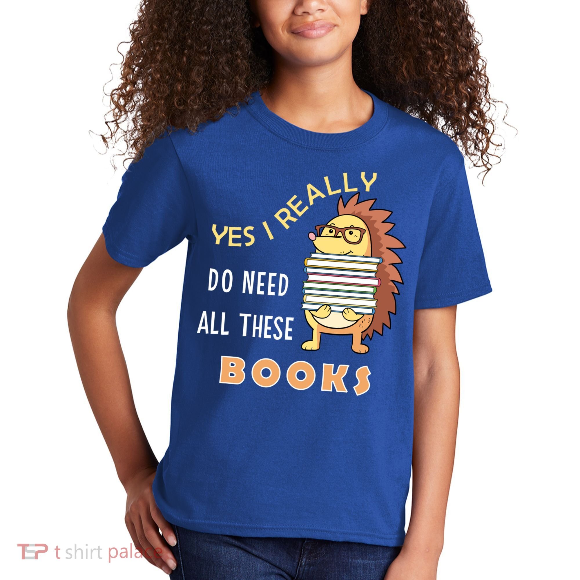 Hedgehog Book Lovers Funny Reading Books Library Literacy Cool Gift Kids T-Shirt