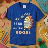 Hedgehog Book Lovers Funny Reading Books Library Literacy Cool Gift Kids T-Shirt thumb 3