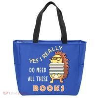 Hedgehog Book Lovers Funny Reading Books Library Literacy Cool Gift Tote Bag thumb 0