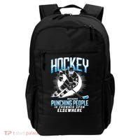 Hockey Because Punching People Ice Hockey Elsewhere Gift Backpack thumb 0
