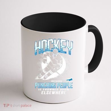 Hockey Because Punching People Ice Hockey Elsewhere Gift Coffee Mug back