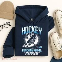 Hockey Because Punching People Ice Hockey Elsewhere Gift Hoodie thumb 4