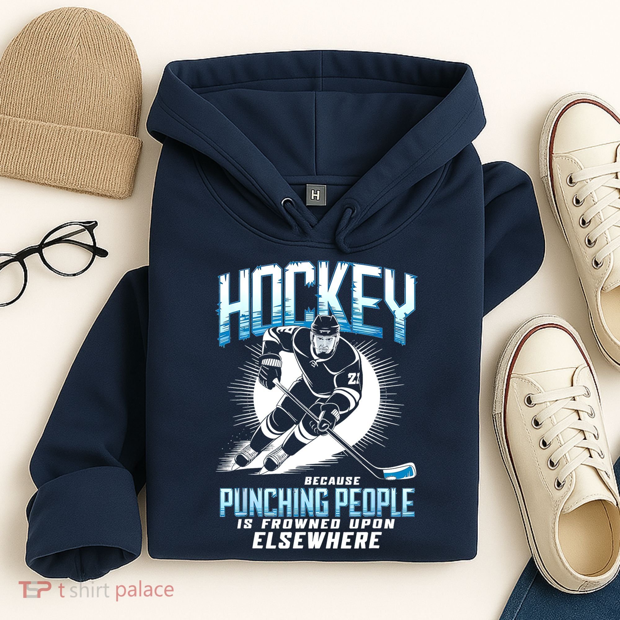 Hockey Because Punching People Ice Hockey Elsewhere Gift Hoodie