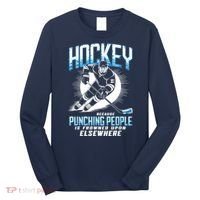 Hockey Because Punching People Ice Hockey Elsewhere Gift Long Sleeve Shirt thumb 0