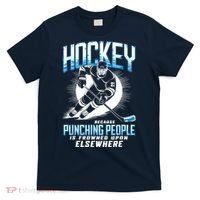 Hockey Because Punching People Ice Hockey Elsewhere Gift T-Shirt thumb 0